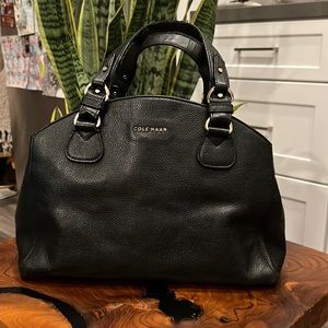Cole Haan Black Leather Structured Handbag with Crossbody option